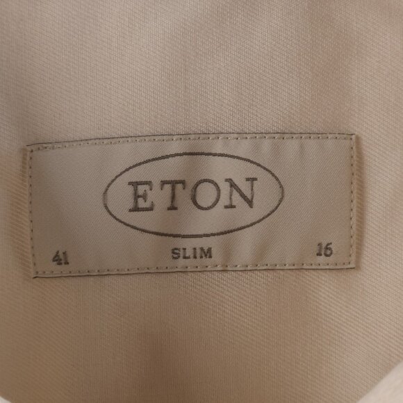 Eton Romania Slim 16 Cotton Cutaway Ivory Long Sleeve Button Up French Cuff Men - Picture 9 of 16